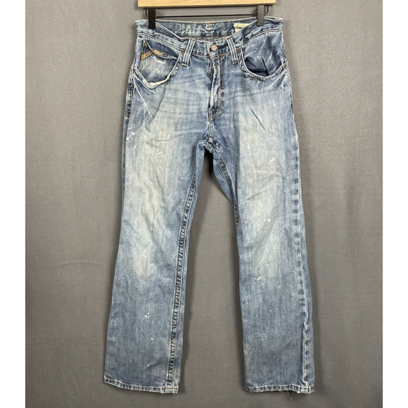Ariat Other - Ariat M5 Jeans Mens 36x32 Straight Grungy Distressed Blue Denim Paint Splatters